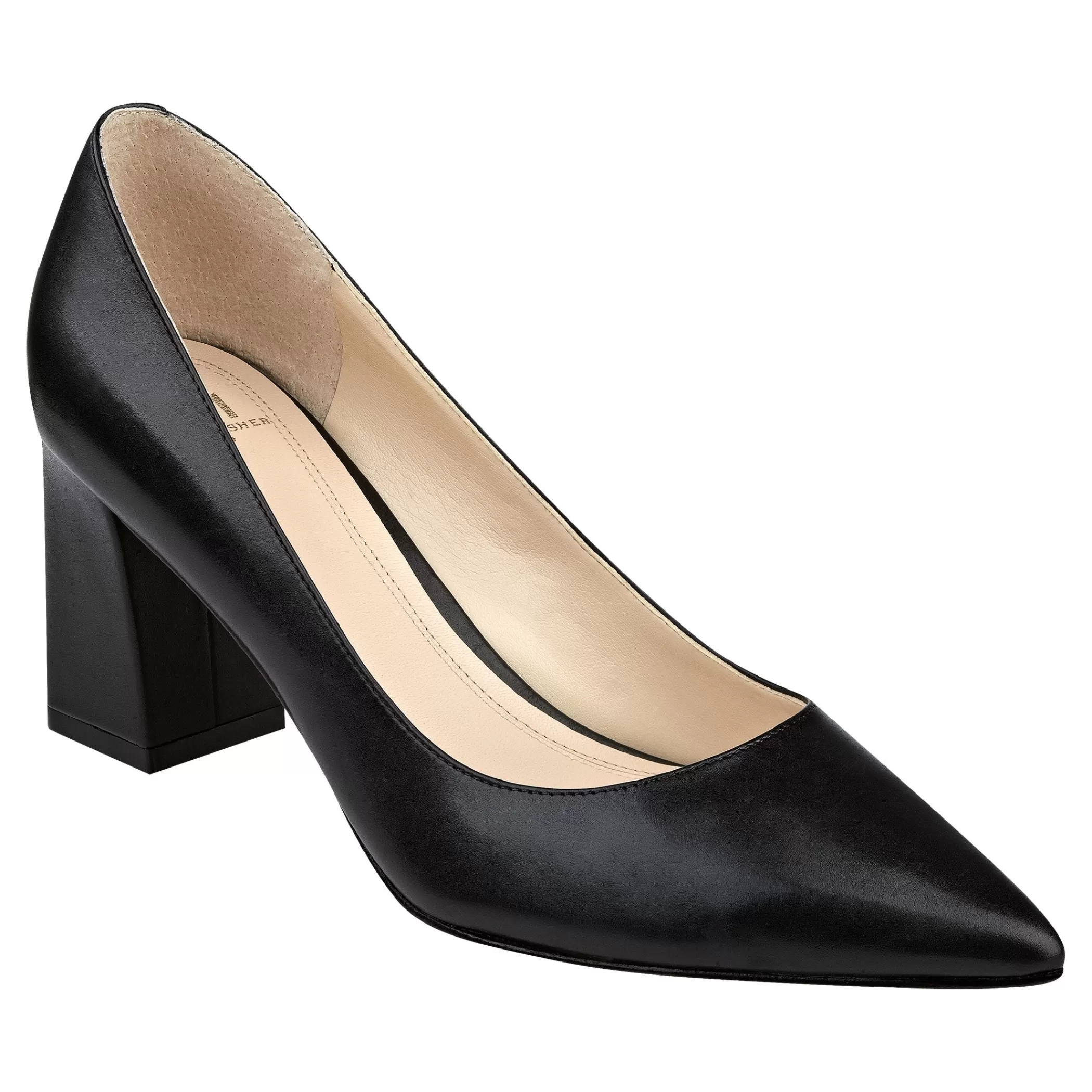 Cheap Marc Fisher Zala Block Heel Pointy Toe Pump Black Leather