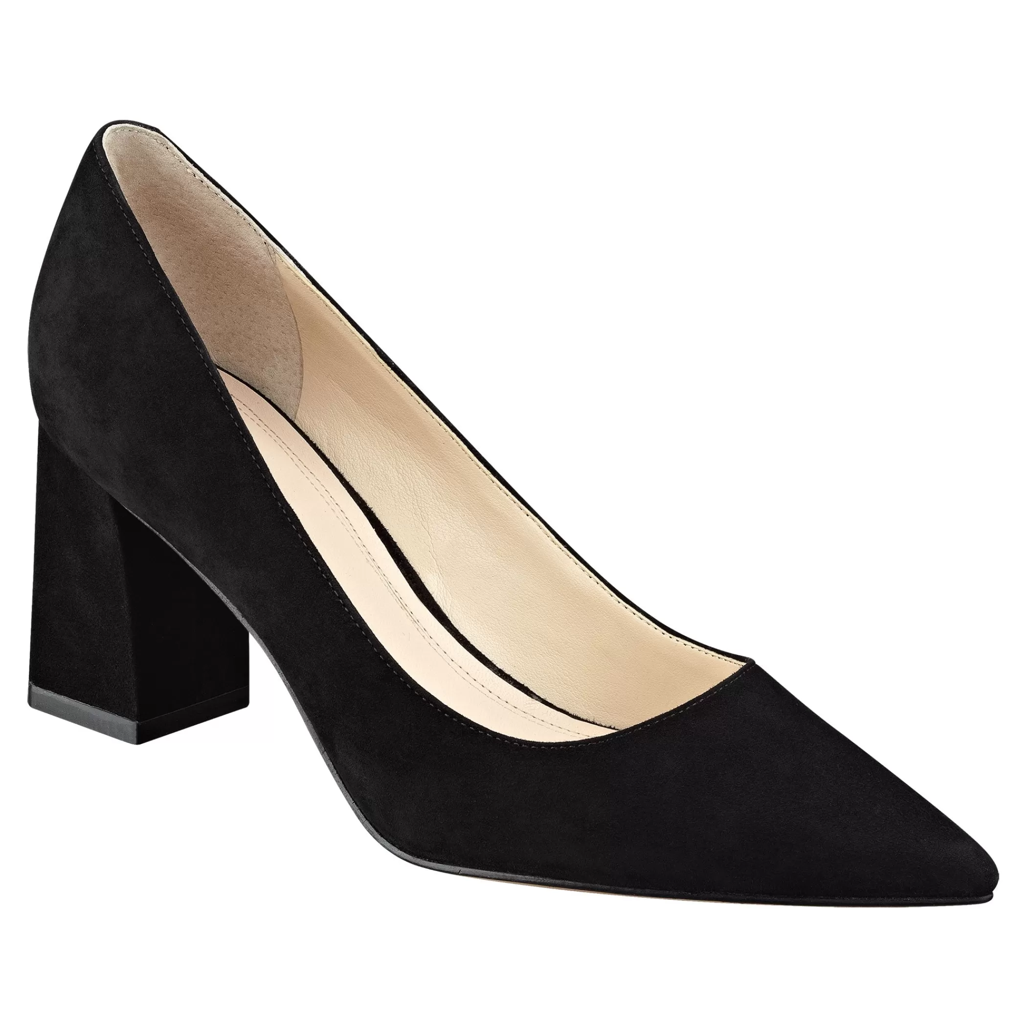 Sale Marc Fisher Zala Block Heel Pointy Toe Pump Black Suede